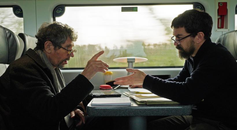 two men talking